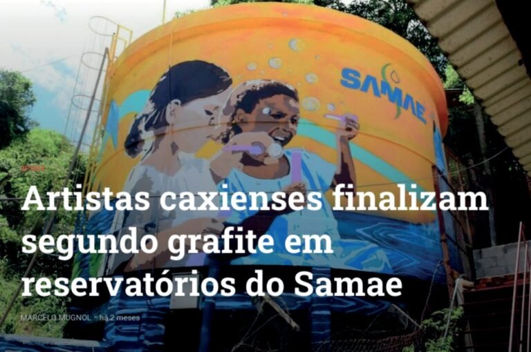 Reportagem do GZH sobre artistas caxienses finalizando o segundo grafite em reservatórios do SAMAE