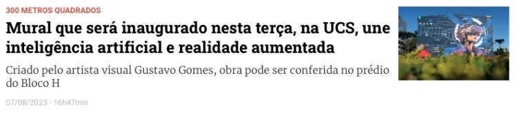 Reportagem do GZH sobre o mural de 300 metros quadrados inaugurado na UCS